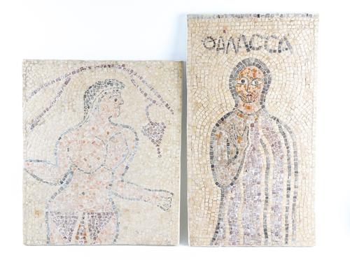 THREE BYZANTINE STYLE MOSAIC PANELS  (3)