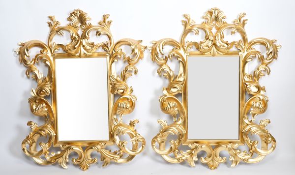 CHRISTOPHER GUY; A PAIR OF GILT DECORATION  RECTANGULAR WALL MIRRORS (2)