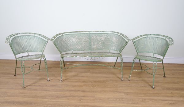 AN EARLY 20TH CENTURY FRENCH GREEN PAINTED GARDEN SUITE (6)