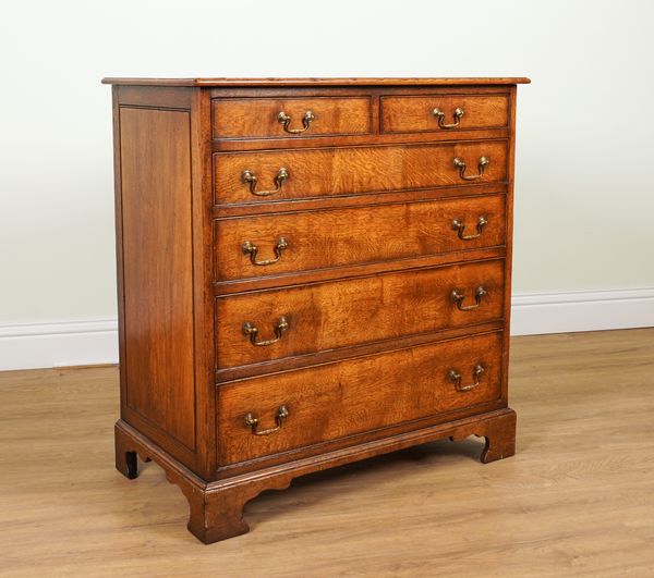 AN 18TH CENTURY STYLE OAK SIX DRAWER CHEST