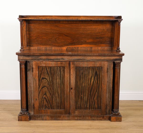 A VICTORIAN ROSEWOOD SHELFBACK CHIFFONIER