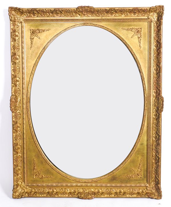 A VICTORIAN STYLE RECTANGULAR GILT FRAMED WALL MIRROR