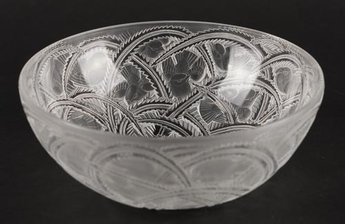 `PINSONS' A LALIQUE FROSTED AND CLEAR GLASS BOWL
