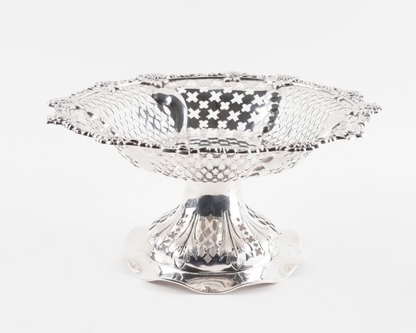 A LATE VICTORIAN SILVER PEDESTAL FRUIT BOWL