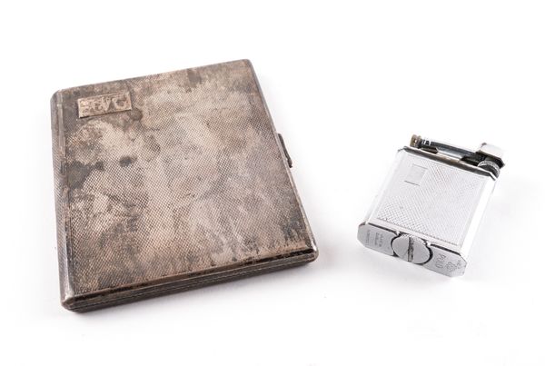 A SILVER CIGARETTE CASE AND A POLO CHROME PLATED PETROL LIGHTER