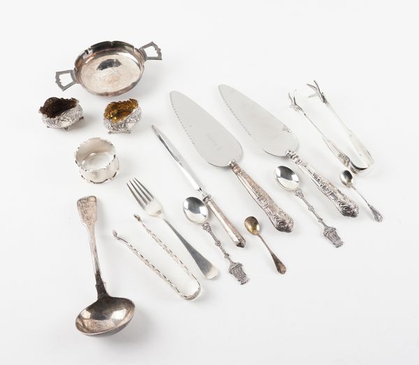 A GROUP OF SILVER, FOREIGN AND PLATED WARES (15)