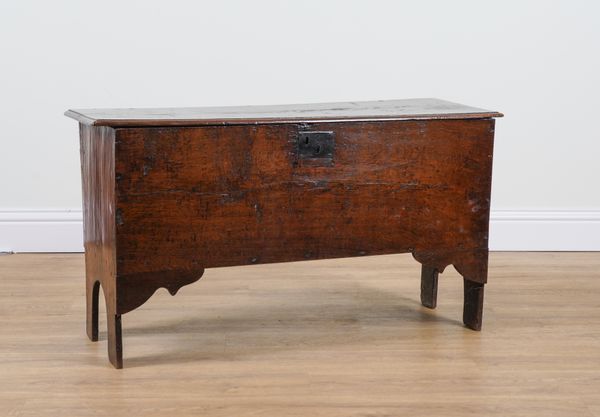 A 17TH CENTURY OAK PLANK COFFER