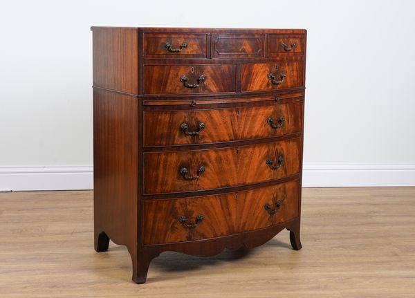 A REGENCY STYLE MAHOGANY BOWFRONT SIX DRAWER CHEST