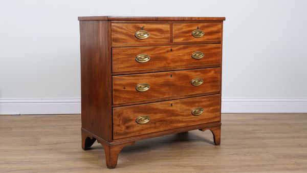 A 19TH CENTURY MAHOGANY FIVE DRAWER CHEST