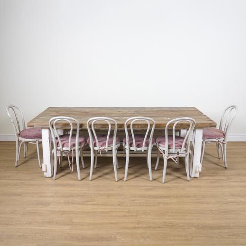 A PAINTED HARDWOOD RECTANGULAR KITCHEN TABLE (8)