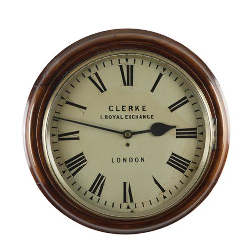 AN IMPRESSIVE LARGE HARDWOOD 18IN DIAL CLOCK