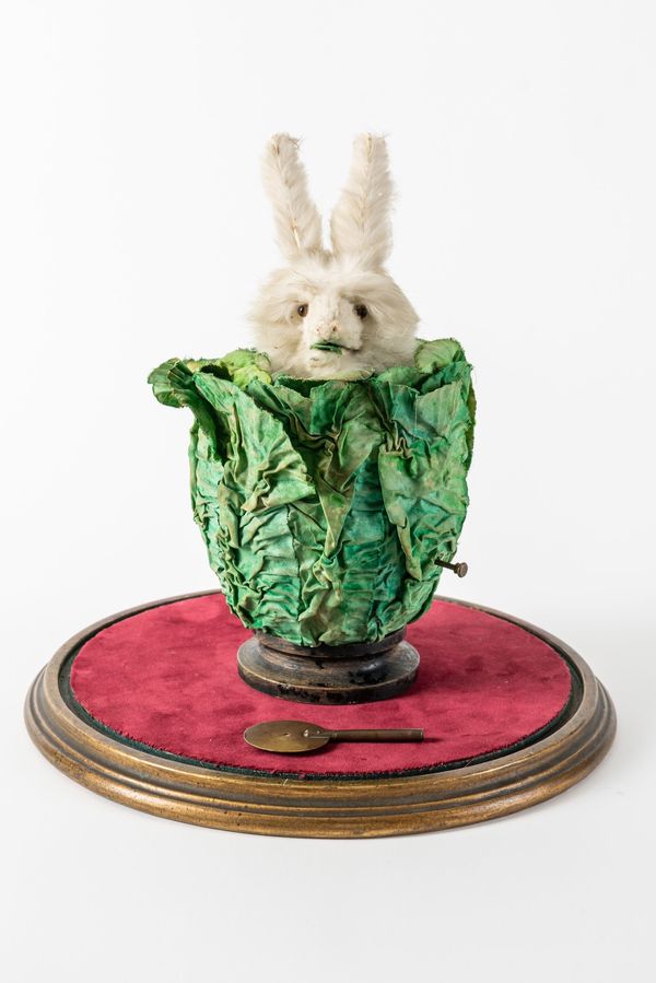 A RARE FRENCH ‘RABBIT-IN-CABBAGE’ MUSICAL AUTOMATON WITH ORIGINAL KEY