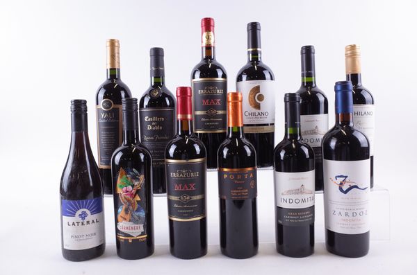 TWELVE BOTTLES CHILEAN RED WINE