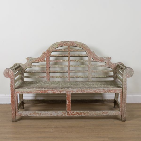 LUTYENS; A SLATTED HARDWOOD GARDEN BENCH