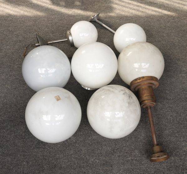 LIGHTING, A GROUP OF FOUR OPAQUE GLOBULAR CEILING LIGHTS (7)