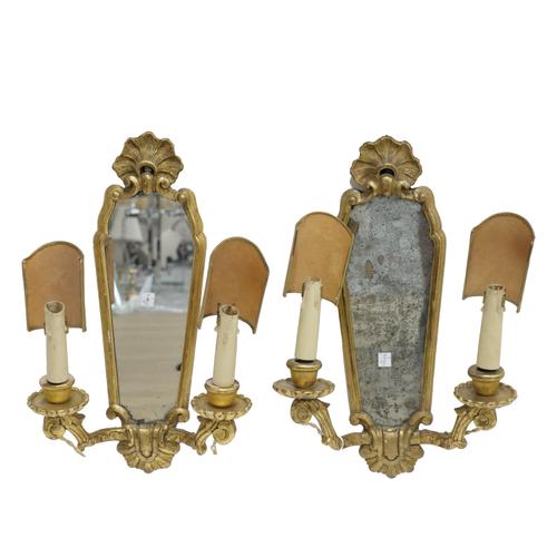 A PAIR OF GILTWOOD AND GESSO TWIN-LIGHT GIRANDOLES (2)