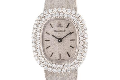 A JAEGER-LECOULTRE 18CT DIAMOND SET WATCH