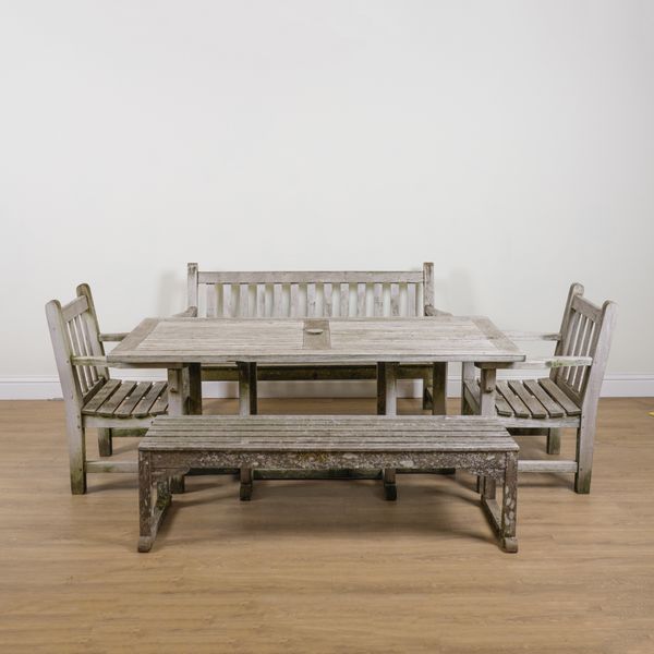 BARLOW TYRIE; A SLATTED HARDWOOD GARDEN TABLE (5)