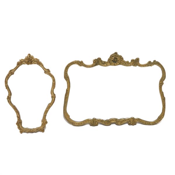 A GROUP OF FOUR MODERN GILT FRAMED SHAPED WALL MIRRORS (4)