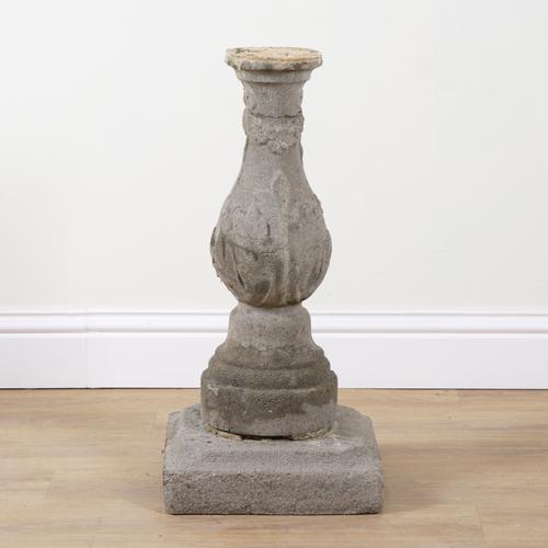 A RECONSTITUTED STONE BALUSTER STAND