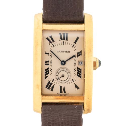A CARTIER TANK AMÉRICAINE IN 18CT YELLOW GOLD, REF: 8012905.