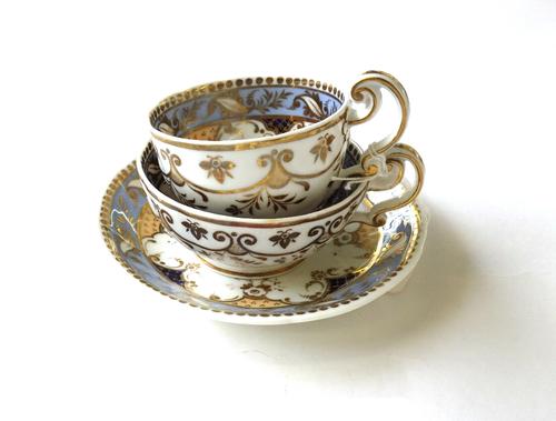 A group of eight Ridgway porcelain trios, 19th century, of various forms and designs. (24)