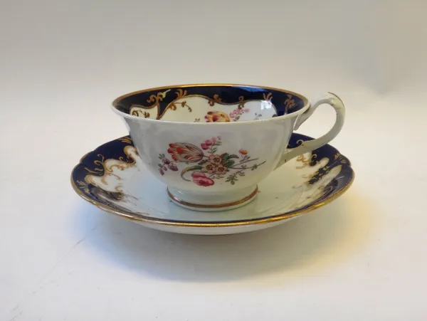 A group of eleven various Ridgway porcelain cups and saucers, 19th century, and a later Cauldon bone china green ground teacup and saucer. (24)
