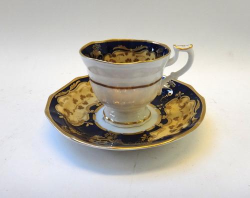 A group of seven Ridgway porcelain trios, 19th century, of various forms and decoration, one with a side plate. (7)