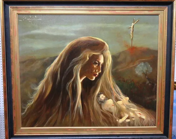 J. Onofrio (20th century), Ecce Homo, oil on canvas, signed, inscribed on reverse.