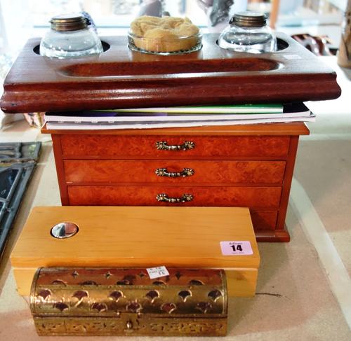A quantity of pen collecting related items including a display box, inkwells, images  and sundry. (qty)