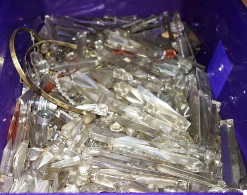 A large quantity of 19th century and later cut glass chandelier and lustre drops. (qty)