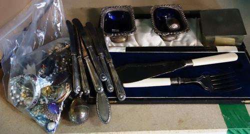 A quantity of EPNS and costume jewellery. (qty)