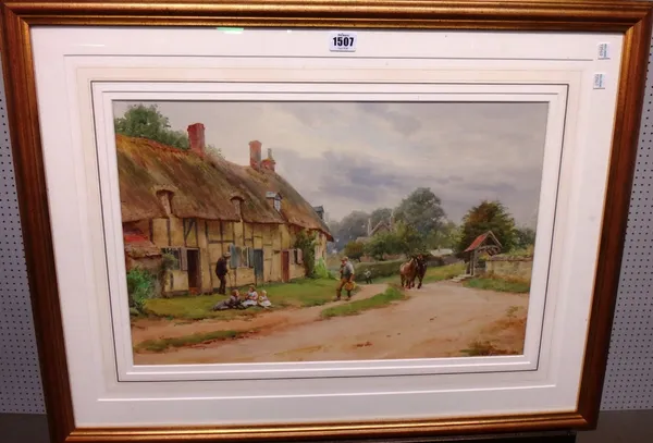 H. W. Foster (early 20th century), A village street, watercolour, signed and dated 1914, 35cm x 54cm.