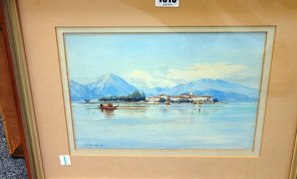 Clifford George Blampied (1875-1962), Italian lake scene, watercolour, signed, 19cm x 27.5cm. DDS