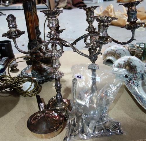 A quantity of silver-plate including candelabra, flatware and sundry. (qty)