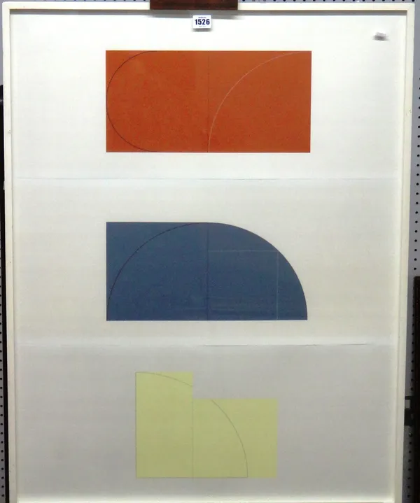 Robert Mangold (b.1937), Six plates from the Book of Silkscreen prints portfolio, screenprints, three unframed, each 68.5cm x 30cm.(1 & folder)