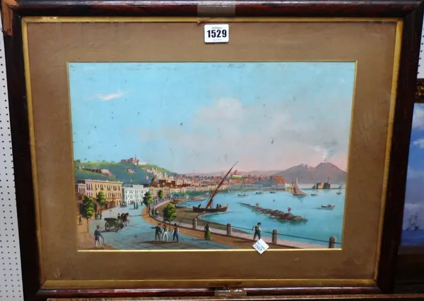 Neapolitan School (19th century), View of the Bay of Naples, gouache, 27cm x 38cm.
