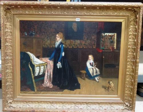 Alphonse Neümans (fl. 1853-1893), The New Arrival, oil on canvas, signed and dated 1874, 64cm x 86cm.  Illustrated