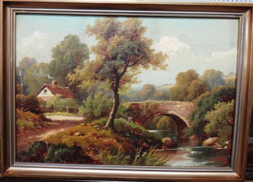 A. Watson (late 19th century), Landscapes, a set of four, oil on board, all signed and dated 1892, two unframed, each 23cm x 33cm.(4)