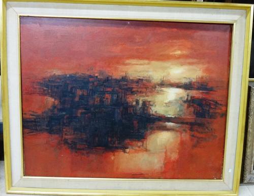 Alfred Cohen (1920-2001), Thames View III, oil on canvas, signed, inscribed and dated 1960-62 on reverse, 86cm x 111cm. DDS