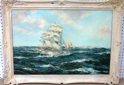 Henry Scott (1911-2005), Pounding through the waves, oil on canvas, signed, 50cm x 75cm. DDS