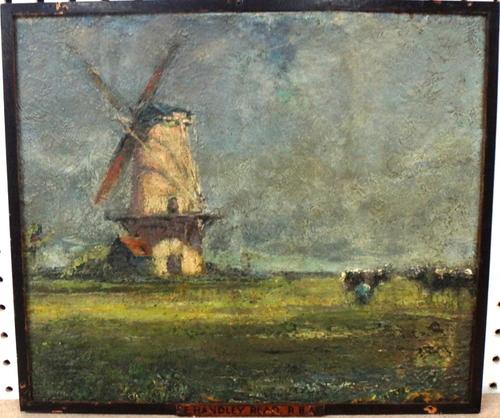 Edward Harry Handley-Read (1870-1935), Dutch Landscape, oil on board, inscribed on label on reverse, 31cm x 36.5cm.