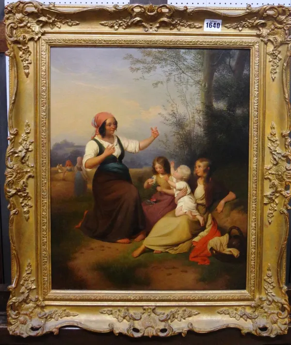 Robert Gustav Meyerheim (1847-1920), The young harvesters, oil on canvas, 45.5cm x 36.5cm.