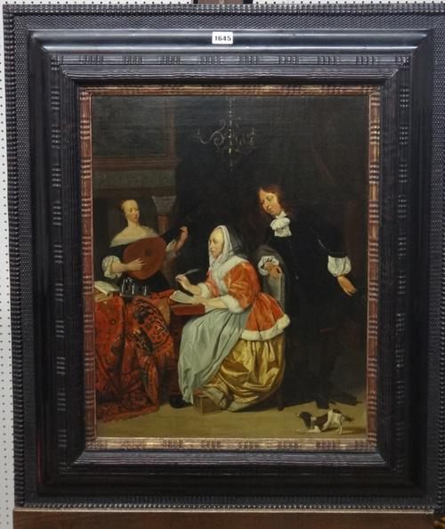 Theodorus Hentzepeter (19th century), The recital, oil on canvas, signed and dated 1838, 55cm x 43cm.  Illustrated