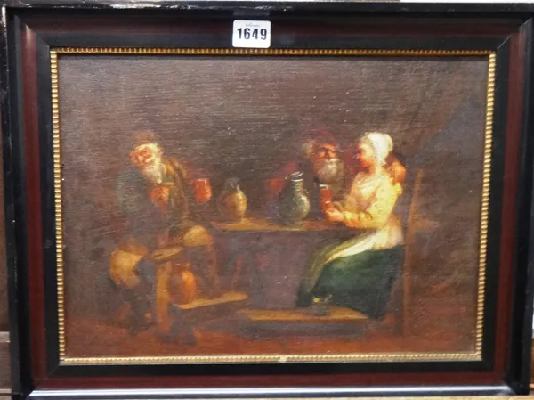 Dutch School (19th century), Peasants in a tavern interior, oil on panel, 27cm x 37.5cm.