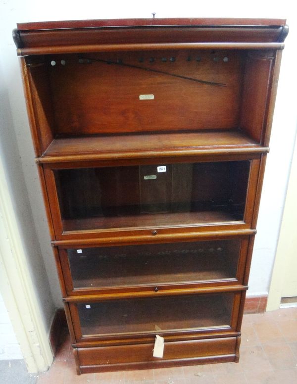 A Globe Wernicke mahogany four section bookcase, 86cm wide.