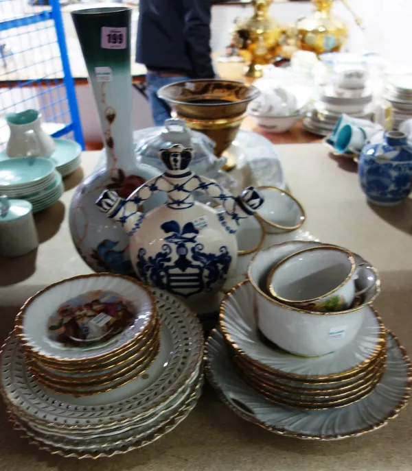 A quantity of ceramics including a German tea service, two blue and white pheasant meat dishes, a sauce tureen and sundry. (qty)