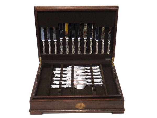 A silver table service for twelve place settings, comprising; six table forks, Sheffield 1927, six table forks, Sheffield 1971, twelve soup spoons, Sh