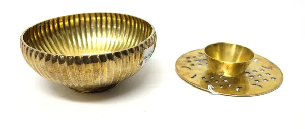 A Britannia Standard silver gilt Bvlgari bowl, of circular form, having fluted decoration and on a circular foot, detailed S.B Bvlgari, London 1967, d
