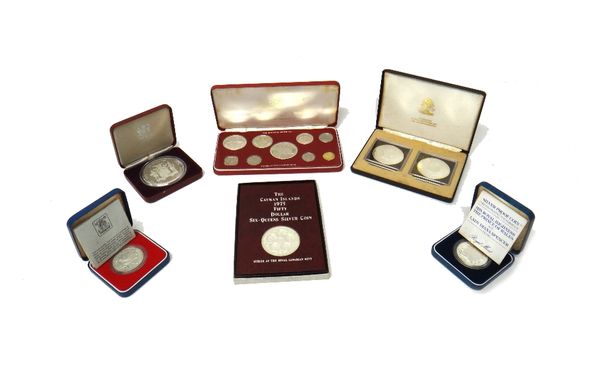 A Cayman Islands proof silver fifty dollars 1975, a Bahamas proof silver two ten dollars two coin set 1978, a Bahamas proof nine coin set 1976, a Jama